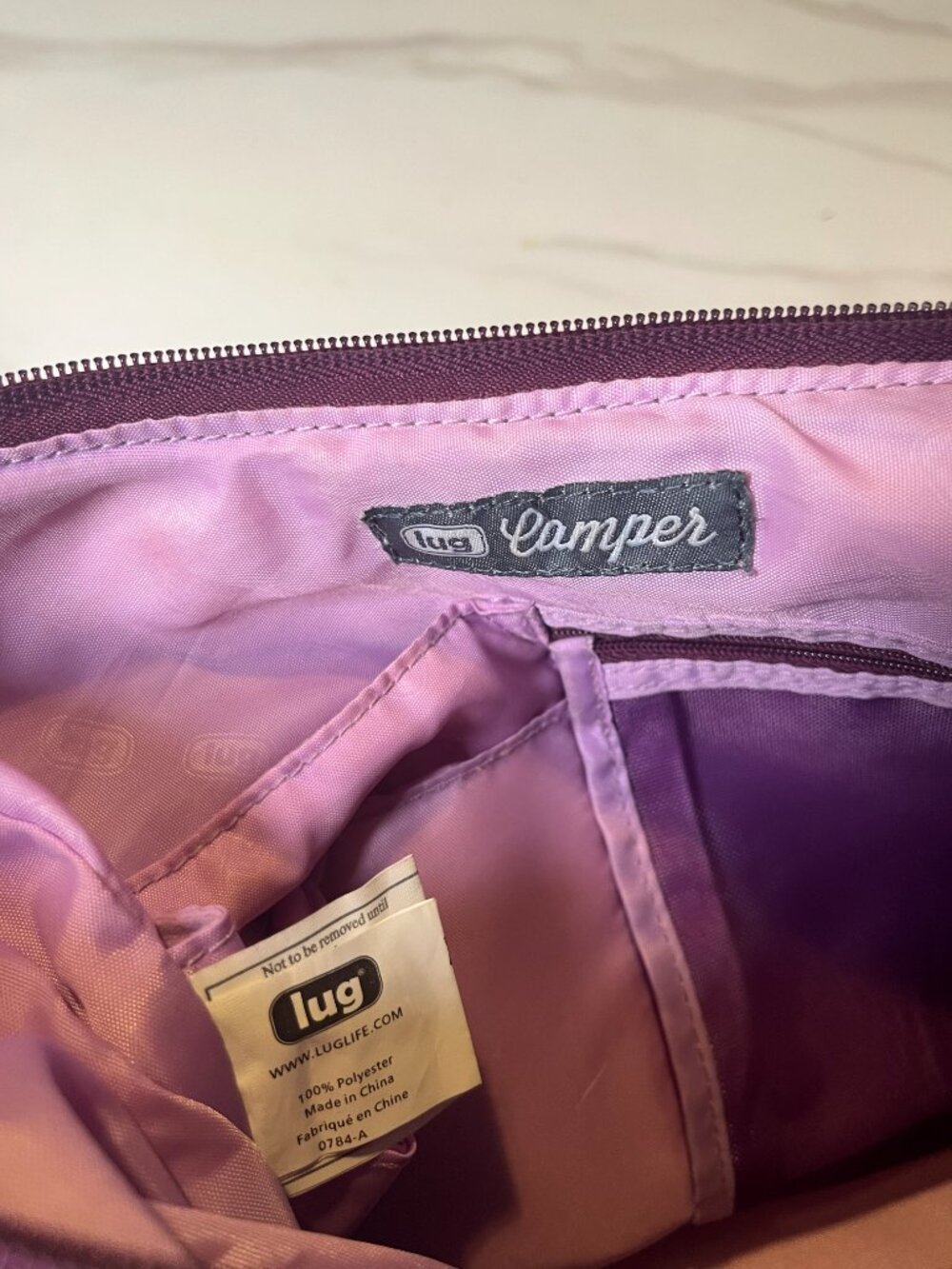 Lug Camper Purple Camo Crossbody Travel Bag RFID - Picture 13 of 16